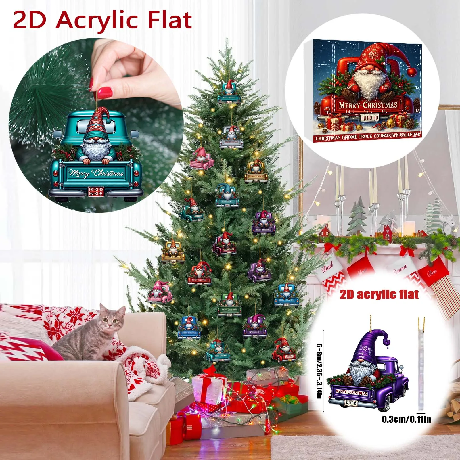 Countdown to Christmas Advent Calendar with Chocolate Christmas Tree Dog Pendant Advent Calendar Shower Clock with Timer Radio