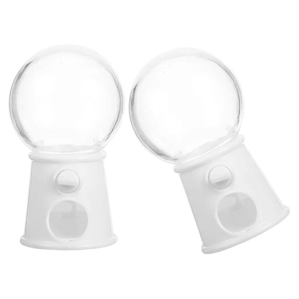 

2 Pcs Mini Gumballs Machine Candy Party DIY Decor Reusable Plastic Promote Creativity Hand Eye