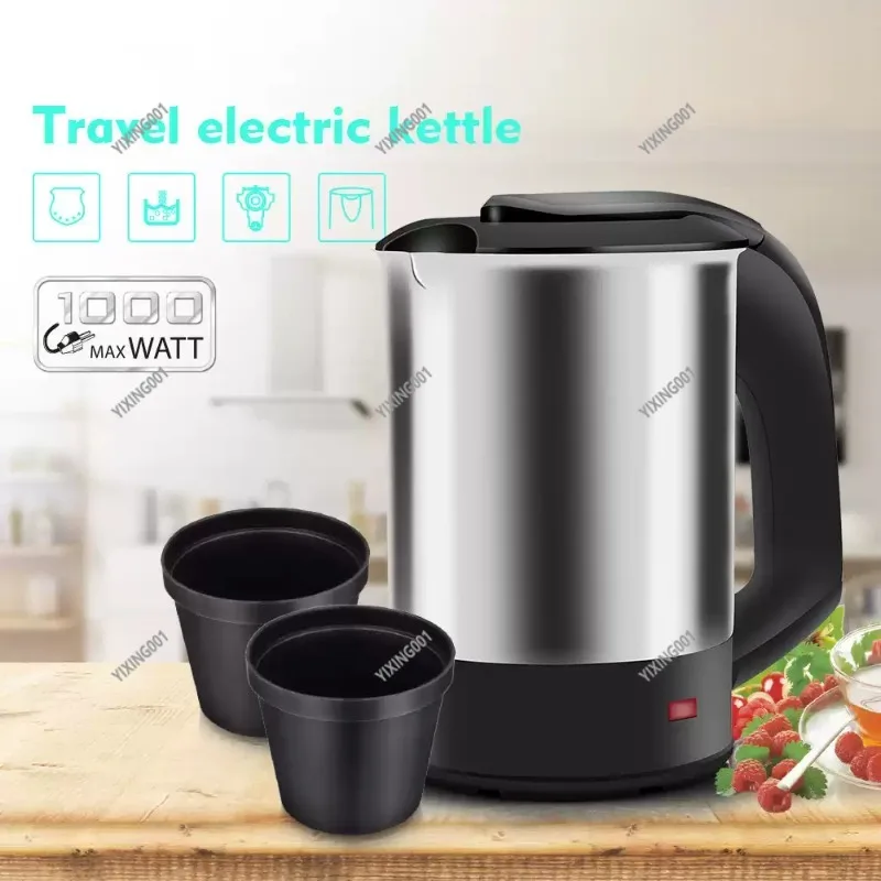 Mini Electric Kettle 0.5L 1000W Stainless‑Steel Portable Water Heater for Household Home and Travel Use