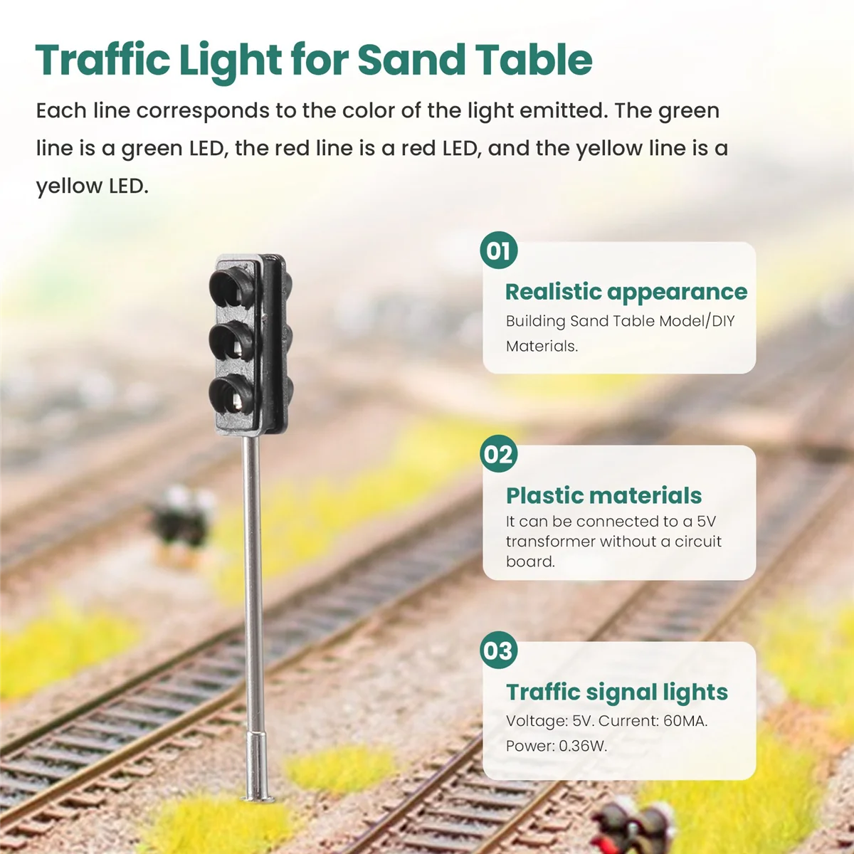 High-end 3 Color Traffic Light Signals Ho Oo Scale Model 6Led For Diy Sand Table Crossing Street Construction Railway Two Side