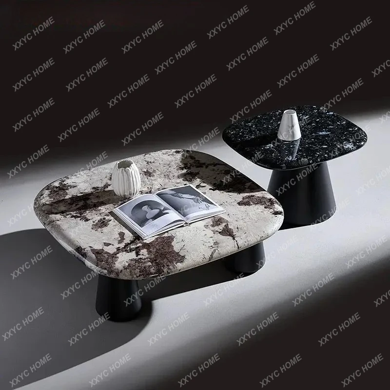 

LX minimalist marble coffee table 2025 new villa living room light luxury high-end square coffee table