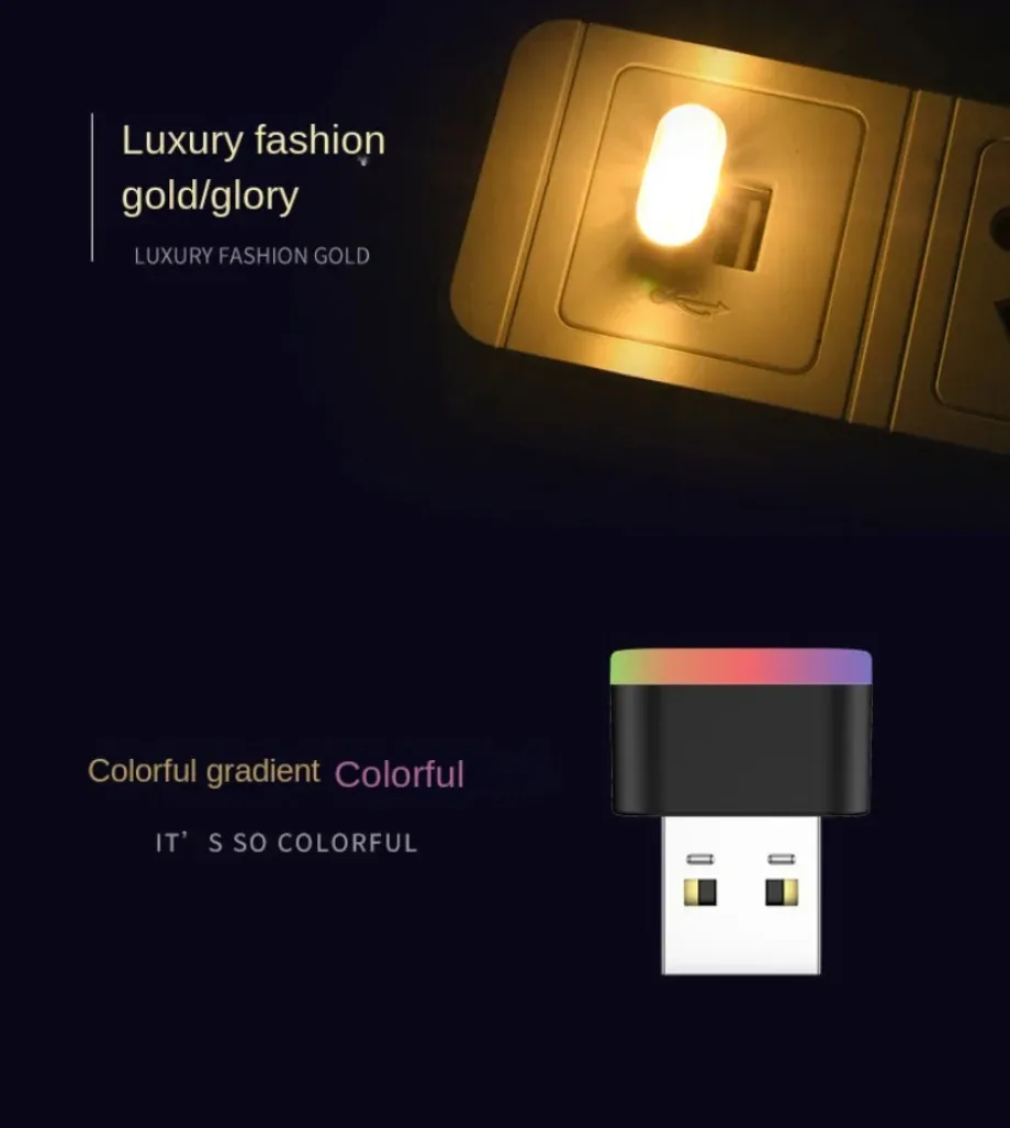 Mini luce USB per auto, luci d'atmosfera a LED lampada decorativa al Neon per interni auto illuminazione di emergenza Plug and Play portatile universale