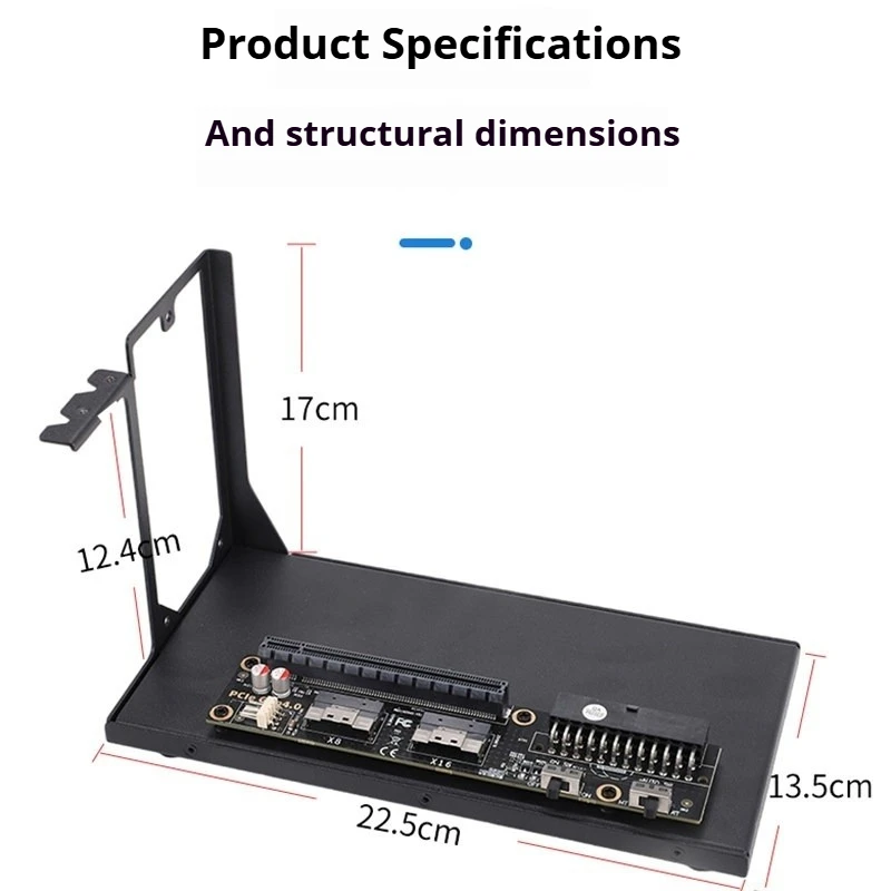 Graphics Card External Riser PCIe 4.0 X16 To SlimSAS 8654 Rear Half-height Adapter Card Cable 8654 To 16x Base Plate backplane