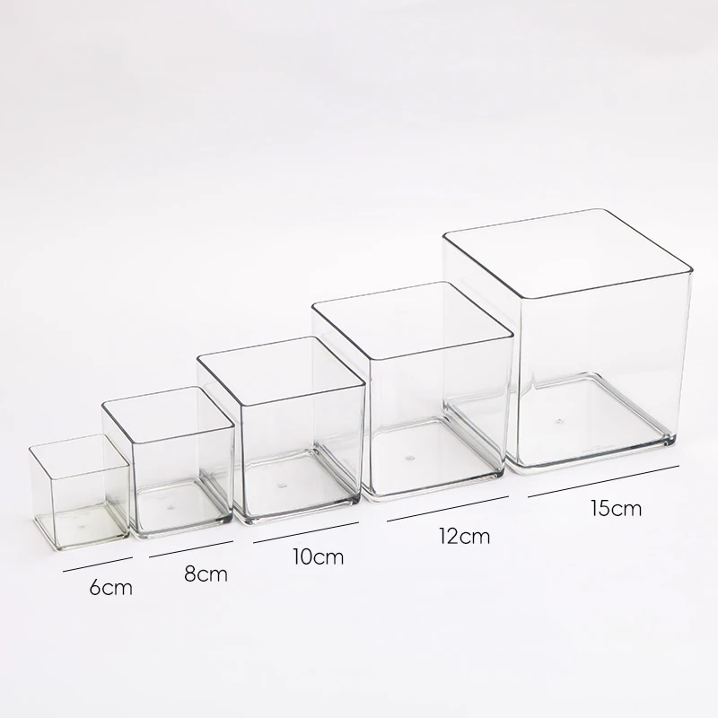 Square Acrylic Flower Box Clear Vase Flowers Green Plants Flower Arrangement Hydroponic Container Square Box Floral Material