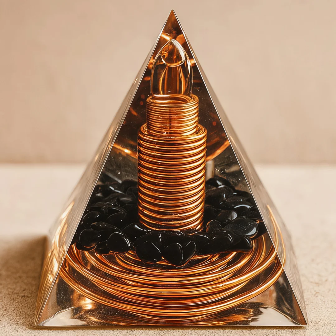 1pc Orgonite Pyramid With Obsidian, Energy For Yoga, Crystal Gifts, Crystals For Home Office Decoration, Balance Your Energy