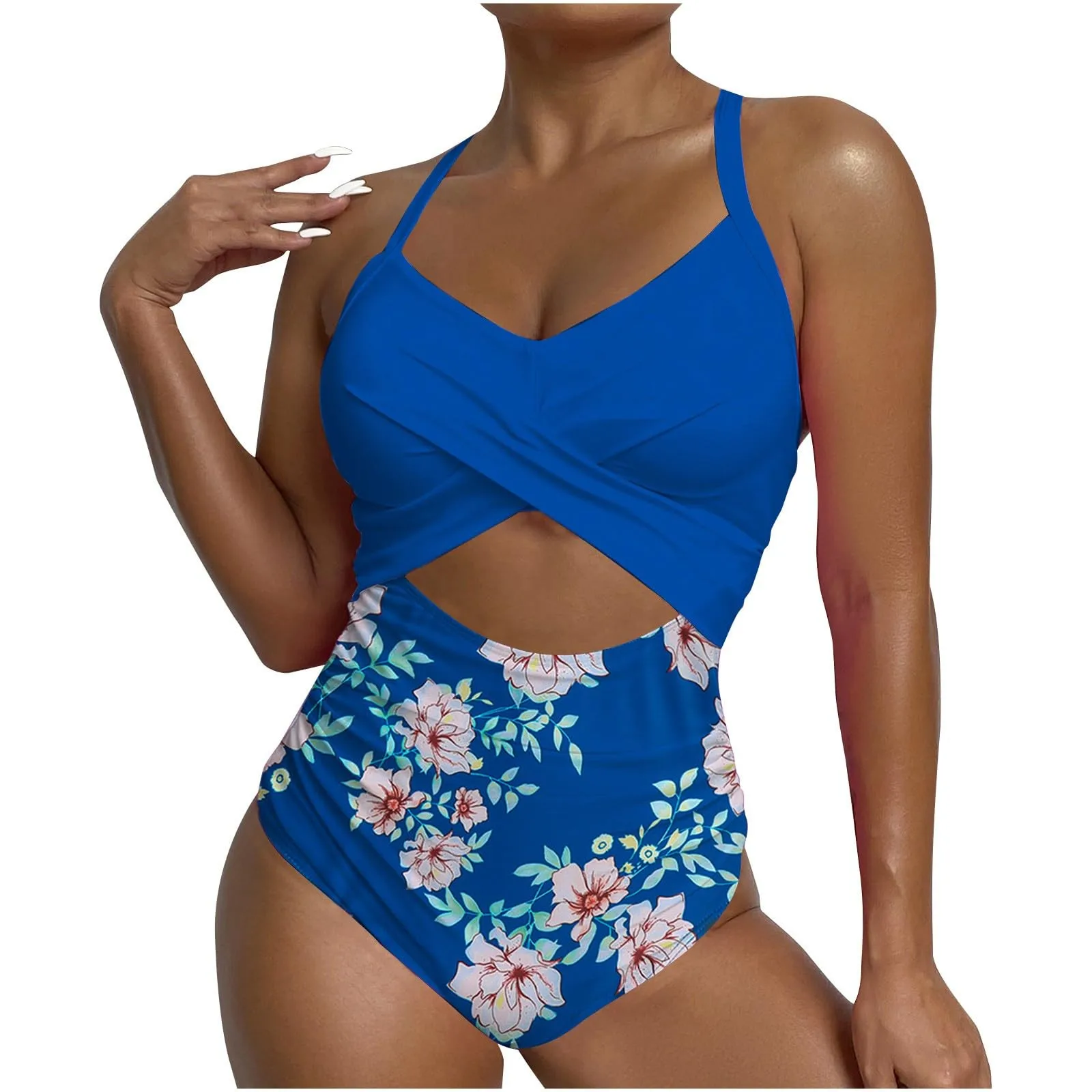 Jednoczęściowy strój kąpielowy Tankini 2024 New Solid Halter Plus Size Brazil Beach Push-Up Strój kąpielowy z wysokim stanem Bikini Monokini