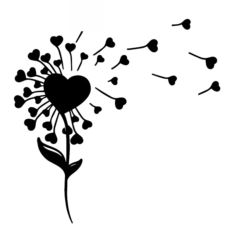 

Car Sticker Love Flower Heart Fashion PVC Car Decoration Accessories Sticker Waterproof Sunscreen Black/White,17cm*16cm