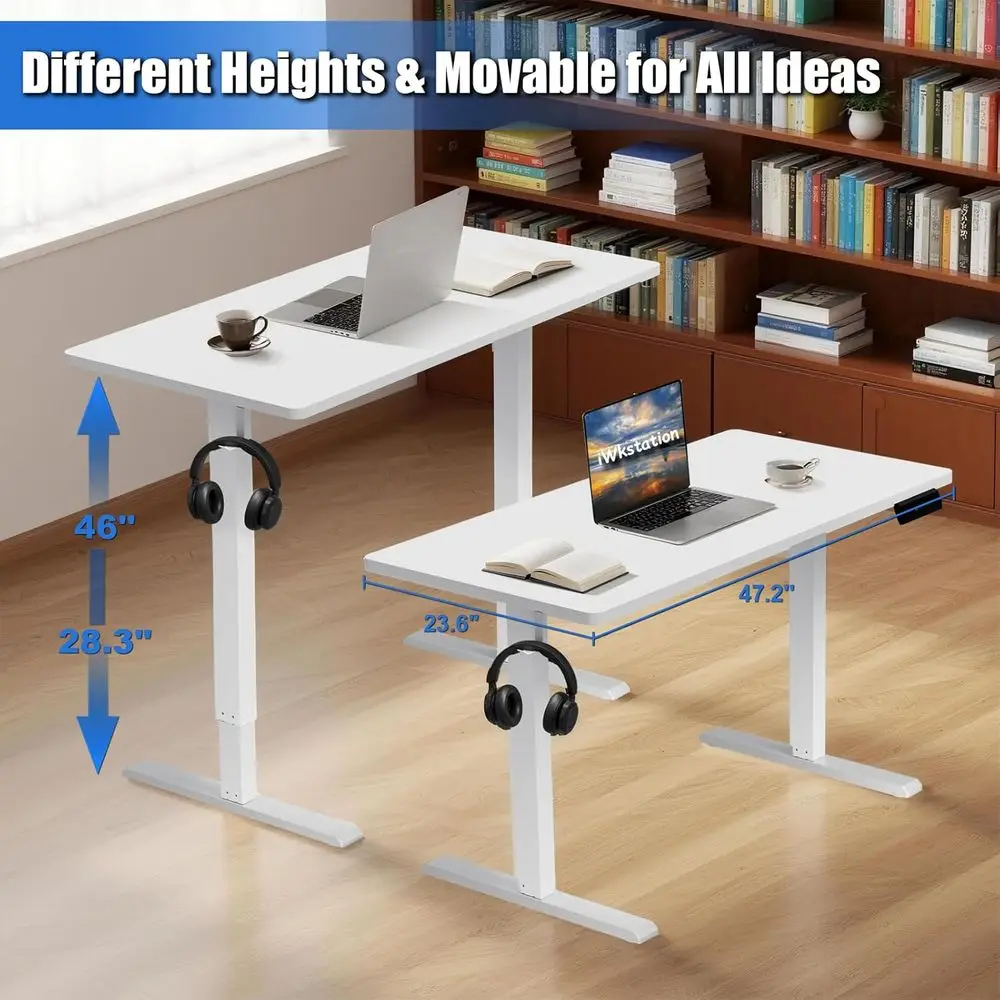 مكتب قائم كهربائي بارتفاع قابل للتعديل مع عجلات - محطة عمل محمولة للجلوس للمنزل والمكتب #5