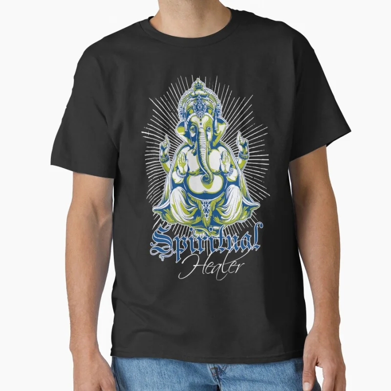 

Spiritual Healer Yoga Mandala Lord Ganpati Hindu elephant god Ganesha Gift t shirt for man Large size Tops 100% cotton Clothes