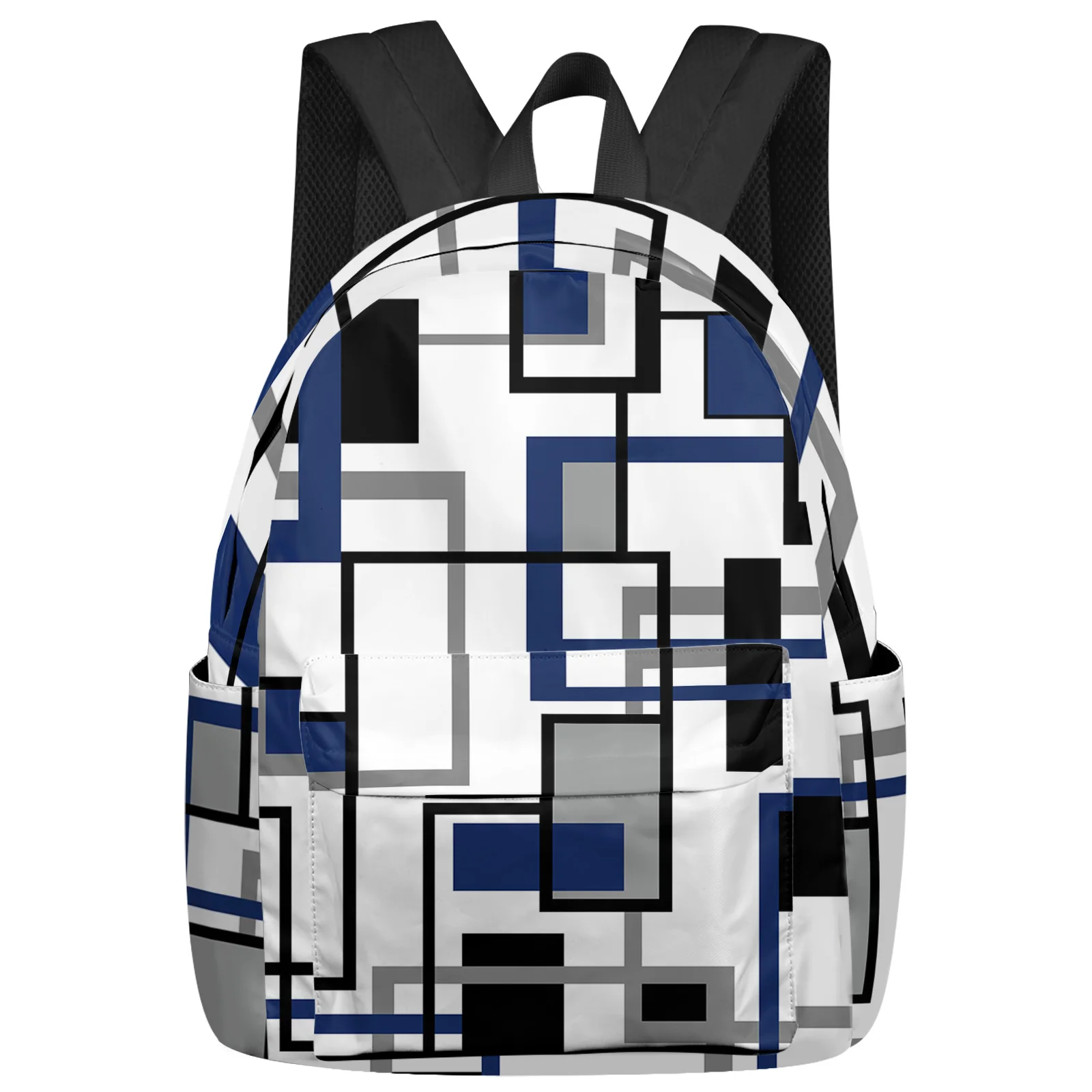 

Nordic Retro Medieval Geometric Abstract Blue Backpacks Custom School Bags Laptop Backpack Men Women Female Travel Mochila