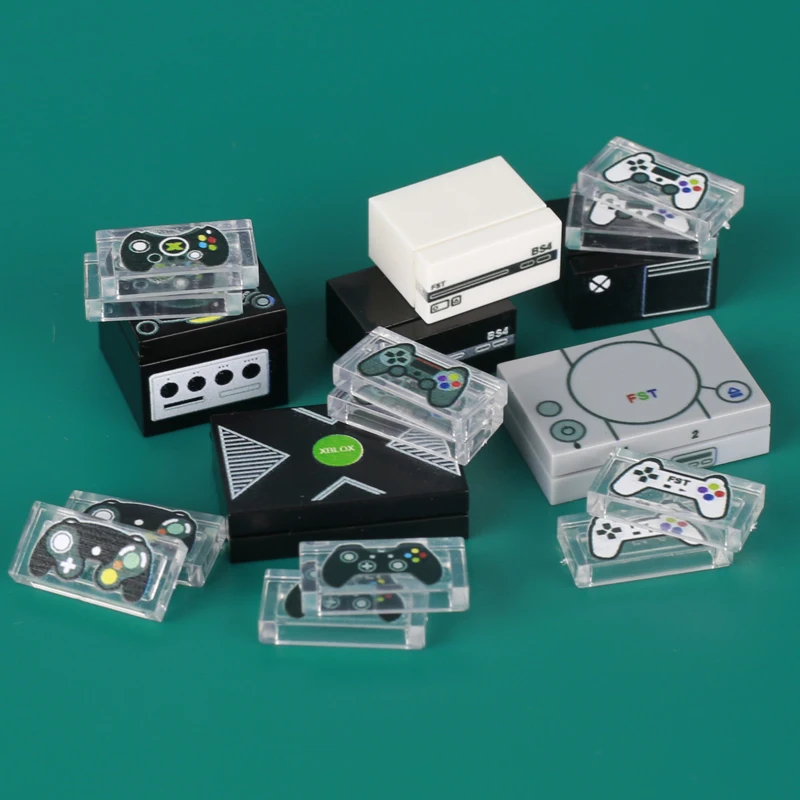 MOC City Street Scene Game Console Figures Building Blocks TV Computer Phone Mini Model Accessories Bricks Kids Toys Gifts