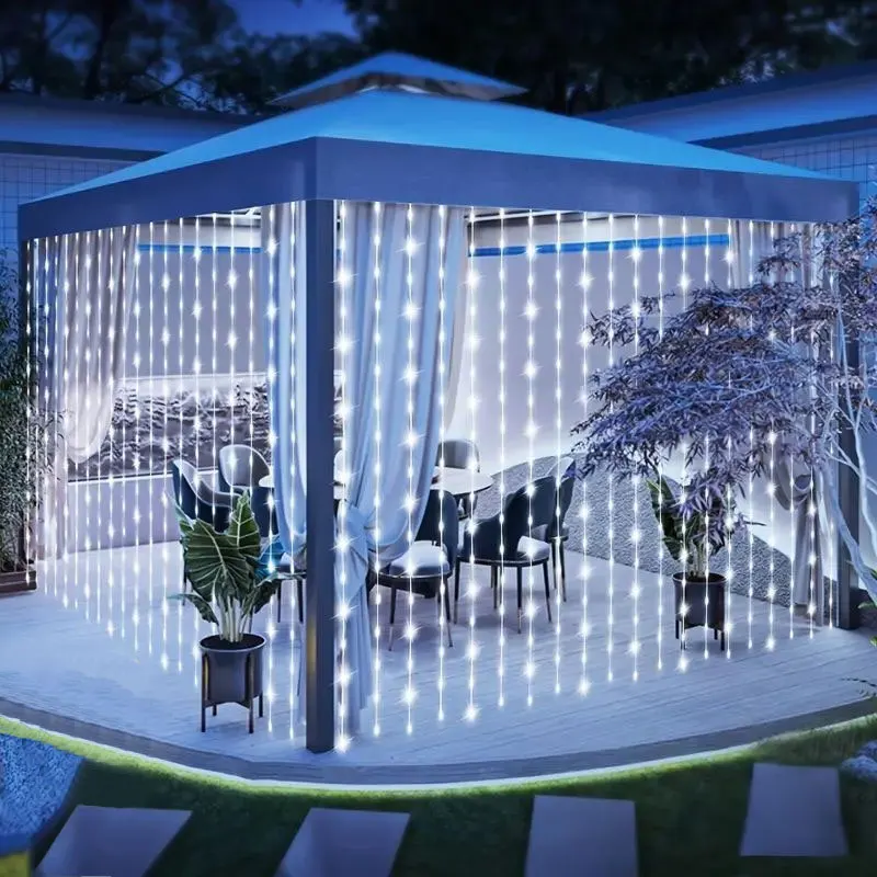 Imagem -03 - Luz Solar Exterior Led Fairy String Fio de Cobre Luz de Cortina Guirlanda de Natal Lâmpada para Festa de Casamento Decoração do Jardim 3m 6m