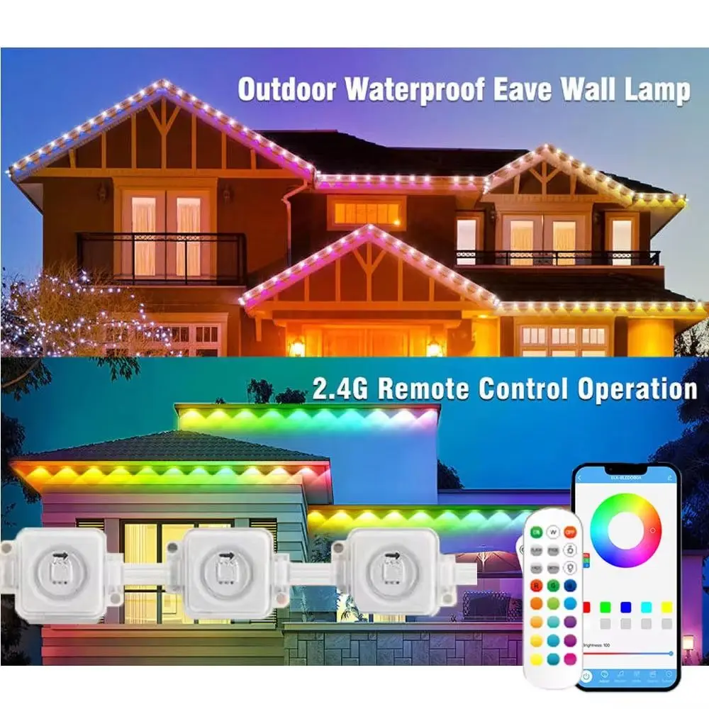Indoor Use Waterproof RGB Lights App Remote Control IP67 String Lights Smart Bluetooth Outdoor Lights Party Decor