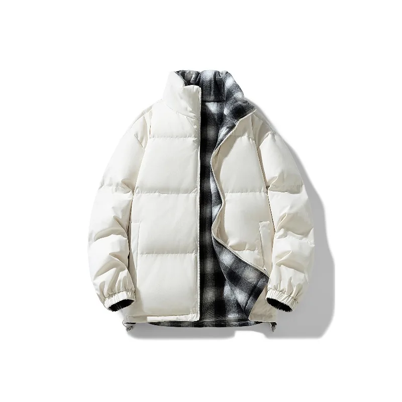 

Men's Reversible Puffer Jacket Winter 2025 Stand Collar Unisex Thick Warm Parka Coat