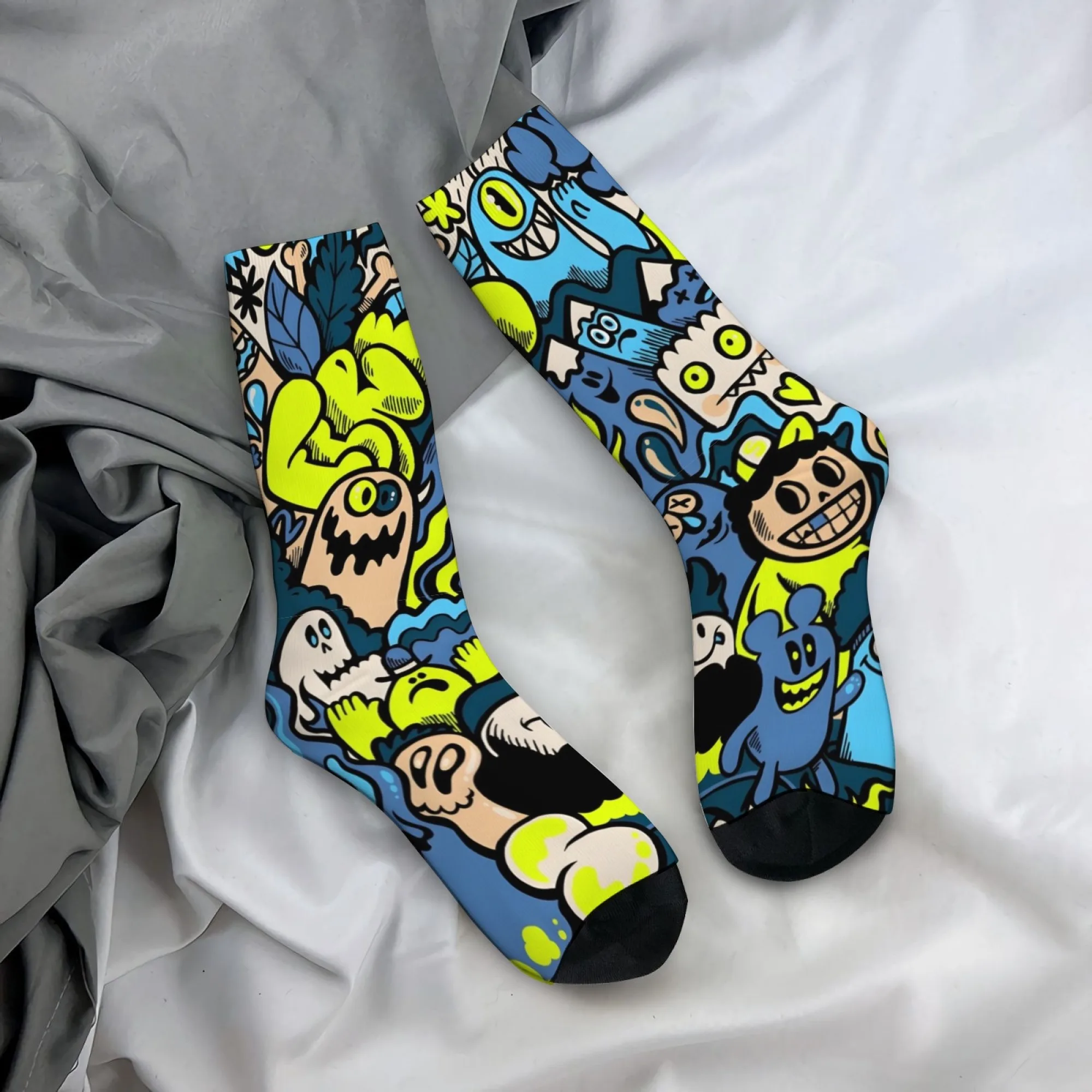

Носки с принтом монстров в стиле граффити, удобные, дышащие, повседневные, модные мужские носки, забавные носки в стиле хип-хоп, подарок для вечеринки