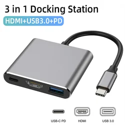 3 IN 1 USB C to HDMI-Compatible Adapter USB 3.0 Hub Type C Charging Converter For Samsung Huawei Laptop Macbook USB C Charging