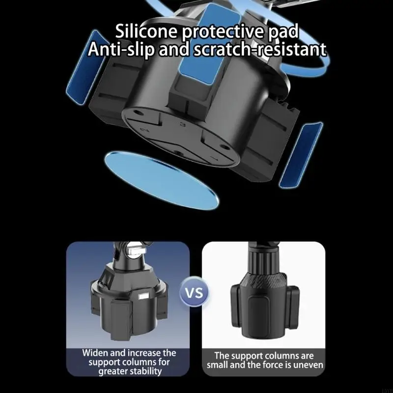  Car Device Holder With Collapsible Frame Elastic Clamp And Integrated Drink Stand