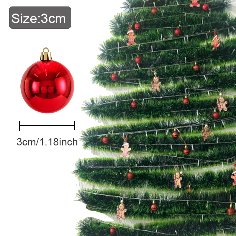 Ornements d'arbre de Noël IkChristmas, boule d'arbre de Noël, cadeau de nouvel an, décor de fête à la maison, 24 pièces, 3cm