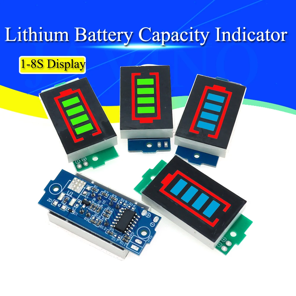 1S 2S 3S 4S Single 3.7V Lithium Battery Capacity Indicator Module 4.2V Blue Display Electric Vehicle Battery Power Tester Li-ion