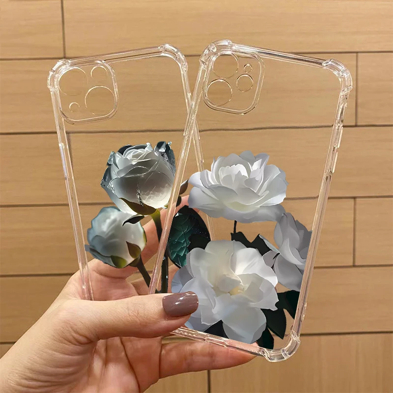 G60 Different Flowers Transparent Phone Case For Motorola Moto G60 G34 G60S G40F G72 G24Power G42 G62 G53 G84 G34 G54 G41 Cover view 6