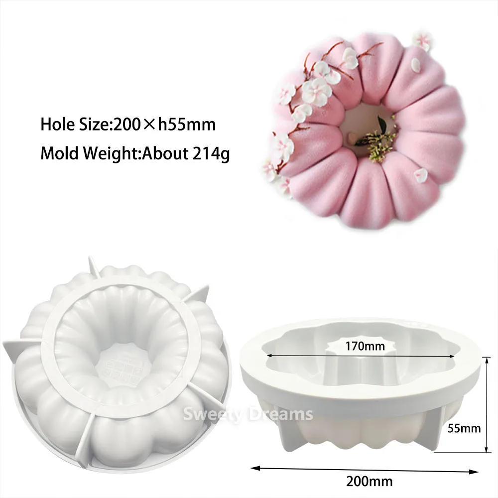 3D Round Silicone Cake Mold for Baking Mousse Dessert Pastry Pan Diamend Rose Love Shape Sweets Bakeware Moulds Tools Tray