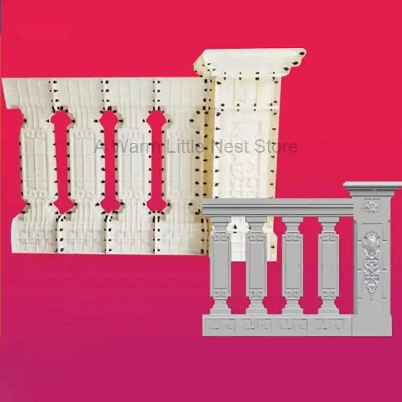New Chinese Roman Column Railing Mold Balcony Guardrail Cement Building Decoration European Villa Cast-in-place Fence Thickened