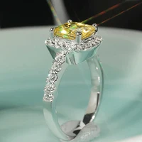 CAOSHI Graceful Wedding Ring Lady Bright Yellow Crystal Accessories for Women Fashion Aesthetic Jewelry for Engagement Party - Image 2