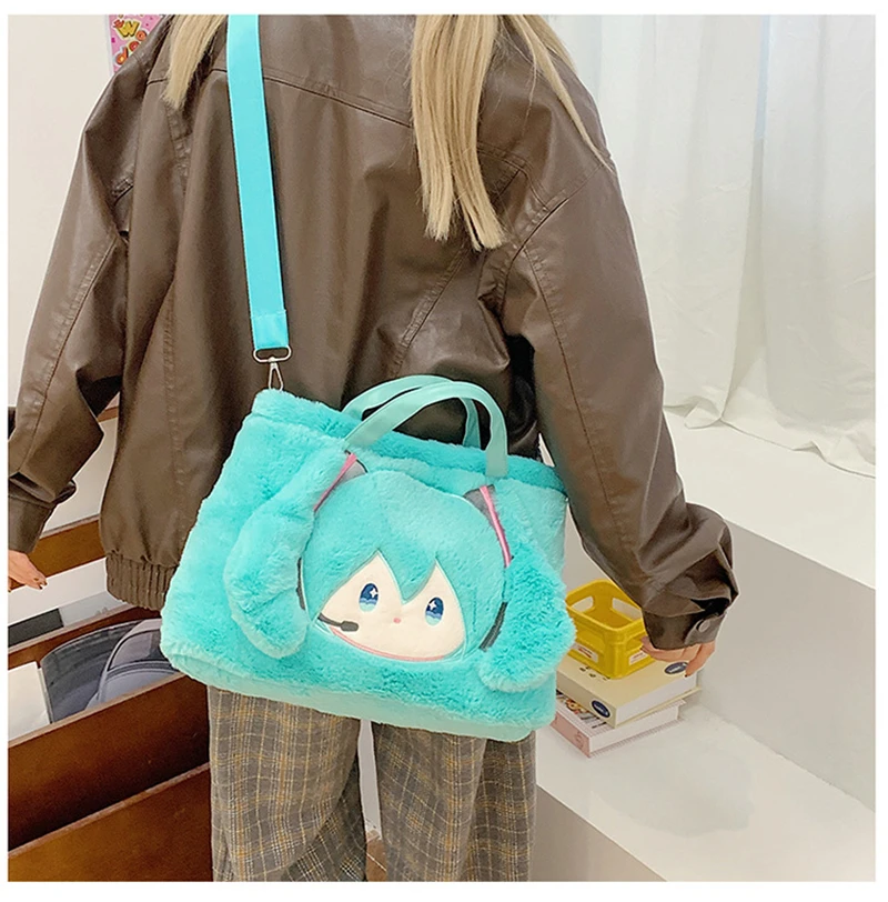 Kawaii Hatsune Miku Anime Figures Messenger Bag Cartoon Doll Backpack Girl Cute Tote Bag One Shoulder Bag Kid Christmas Gift