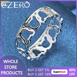 ALIZERO 925 Sterling Silver Little Bear Ring For Women Fashion Wedding Engagement Party Charm Jewelry Cute Girl Best Gift