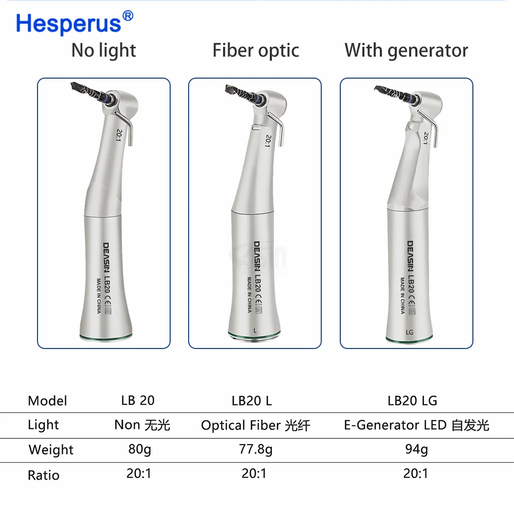 Den tal imp lant Handpiece LED E-Generator 20:1 Contra Angle Low Speed Handpiece imp lant Drill Den tal for imp lant Motor Machi