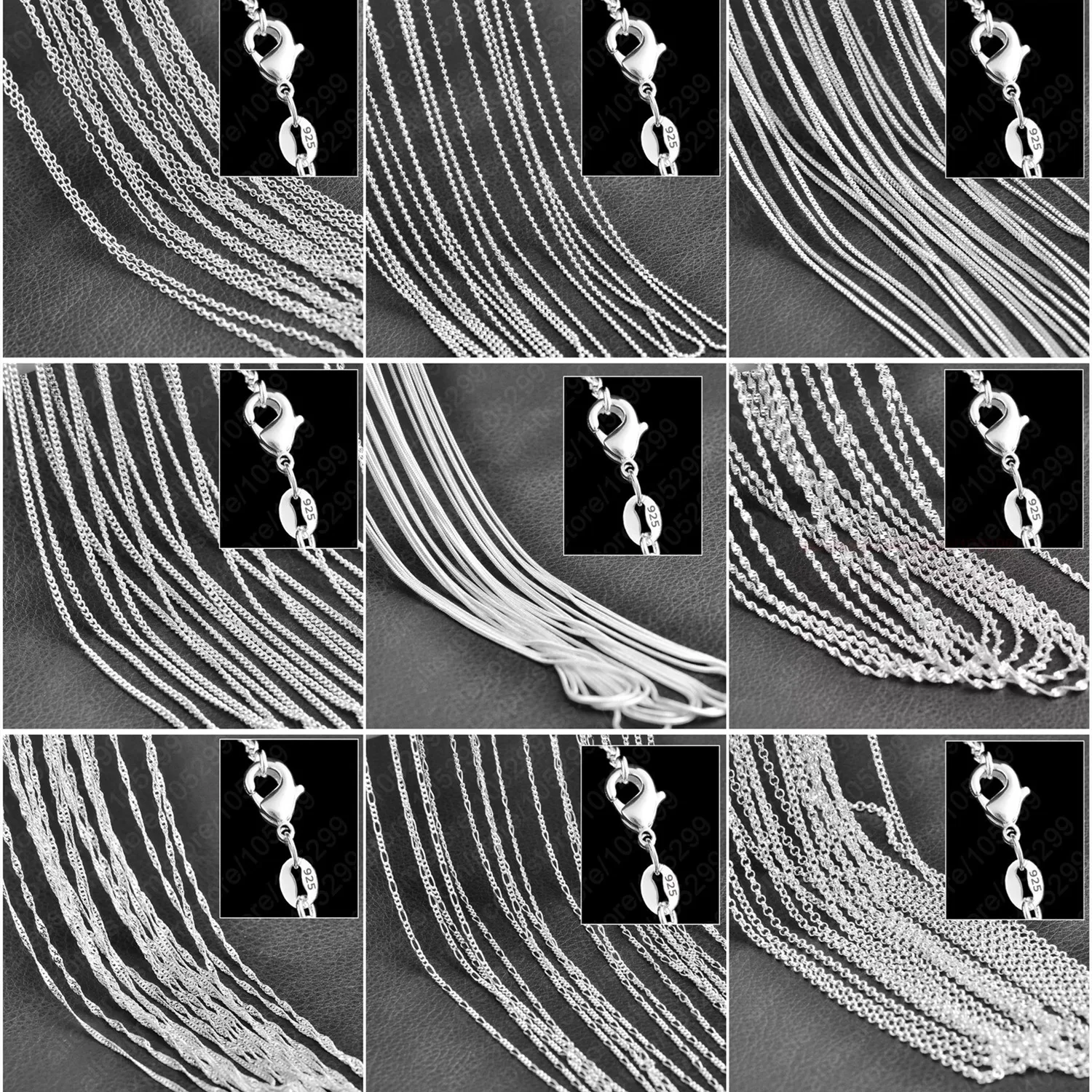 10 sztuk hurtownie czysta 925 Sterling Silver Charm Link Chain naszyjnik biżuteria z mocnymi gładkimi klamrami Lobster 16-30 cali
