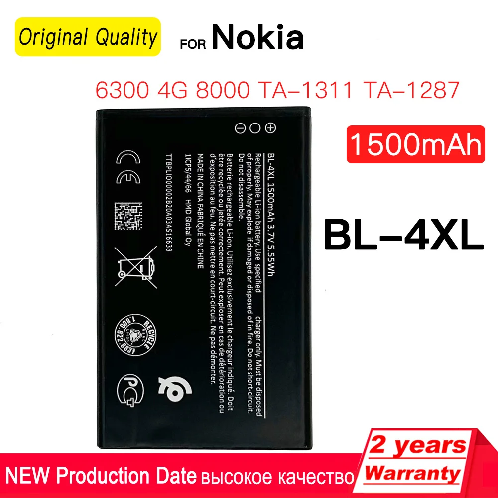 

1500mAh BL-4XL BL4XL BL 4XL Replacement Battery Universal Charger For Nokia 6300 4G 8000 TA-1311 TA-1287 rechargeable Battery