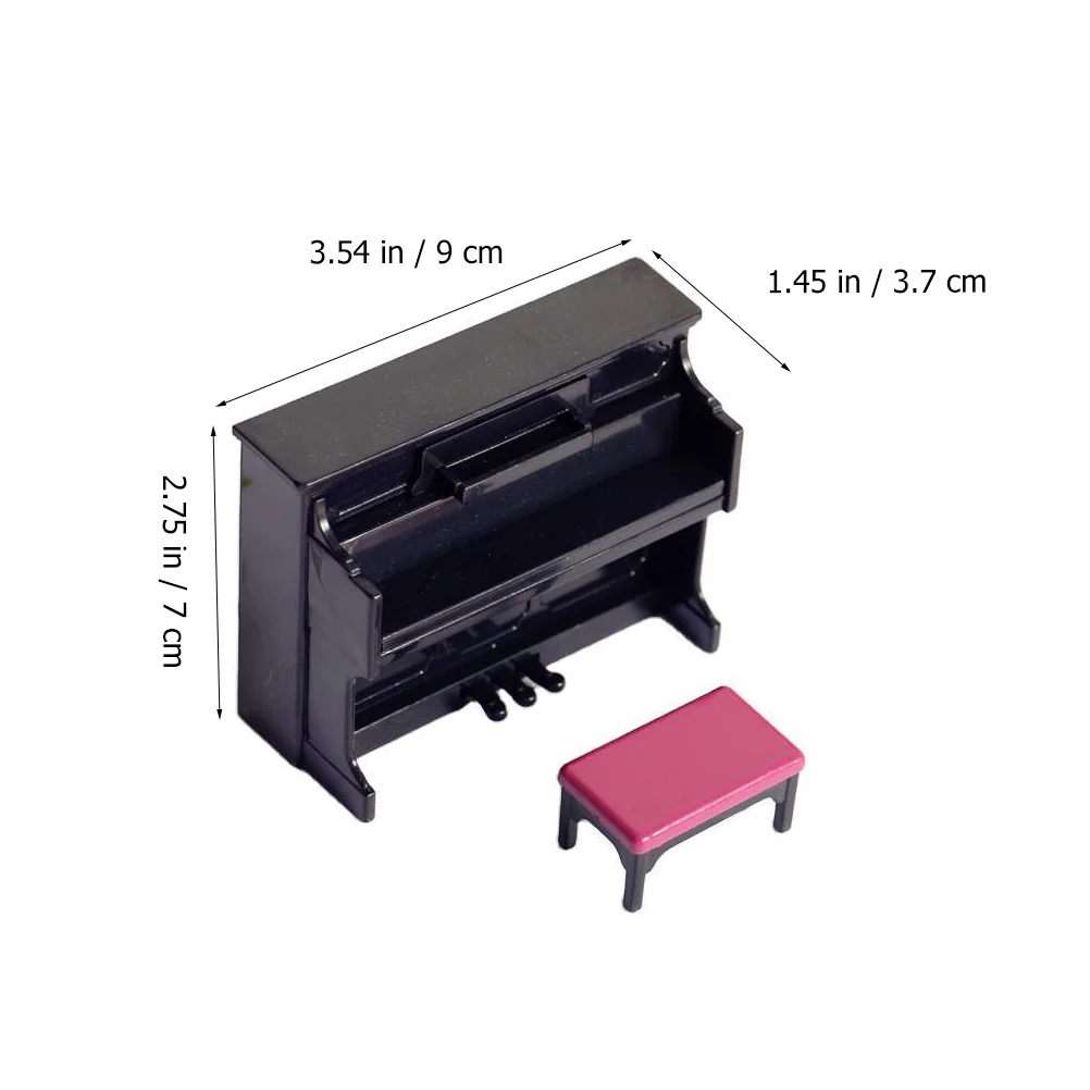 Decorazioni per la casa Casa delle bambole Pianoforte Micro modello Forniture Mobili in miniatura Camera dei giocattoli Sgabello verticale Nero Bambini Bambino