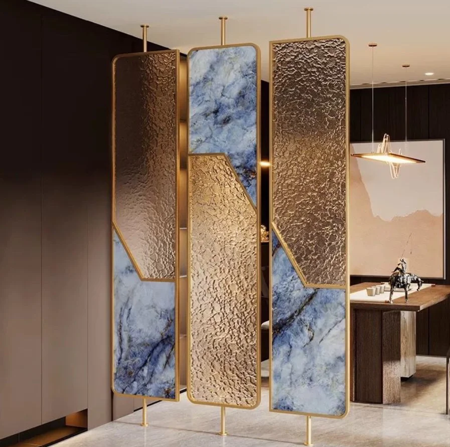Modern Art Wedding Glass and Stainless Steel Decorative Room Divider Partition Wall Privacy Screen