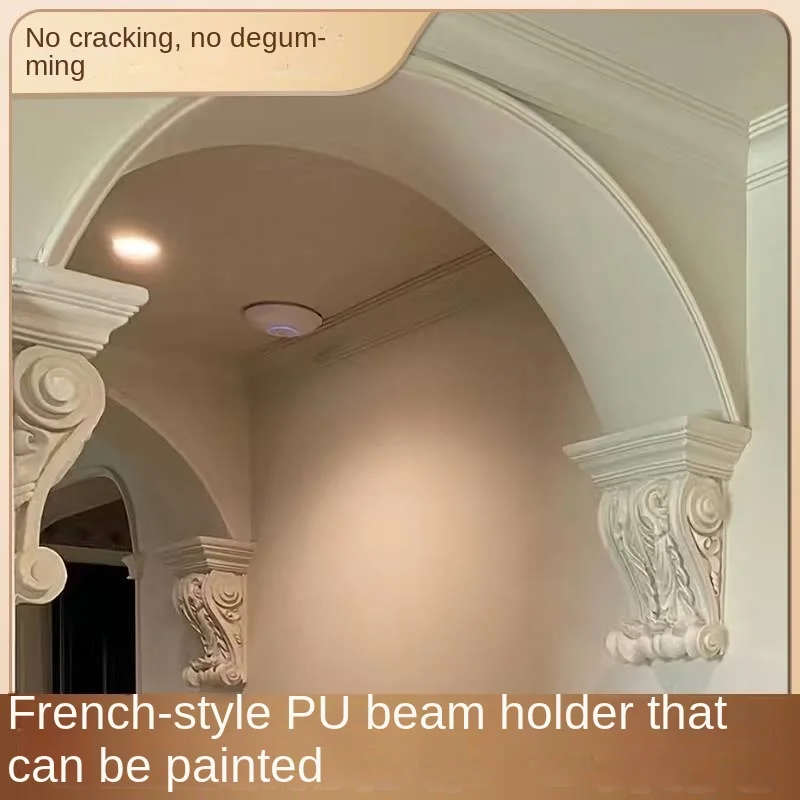 French style PU line beam support, European style imitation gypsum arch door, arc-shaped buried door opening, Roman column head