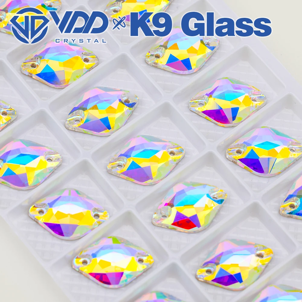 VDD S255 Kristall AB Zitrone K9 Glas Aufnähbare Strasssteine Hochwertige AAAAA Kristall Flache Rückseite zum Aufnähen – Detail 6