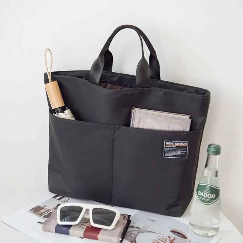 حقيبة مقاومة للماء محمولة باليد من قماش أكسفورد الأفقي بسعة كبيرة حقيبة كمبيوتر للخروج في العمل حقيبة يد كتف