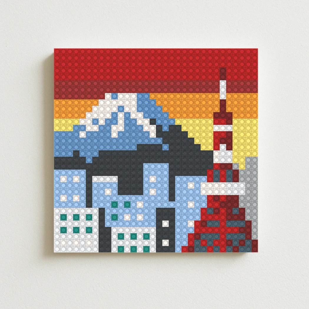 

Modern Japan Tokyo Japanese City Landscape Cityview Painting Poster Print Wall Building Blocks Brick Art Mosaic DIY Wall Decor