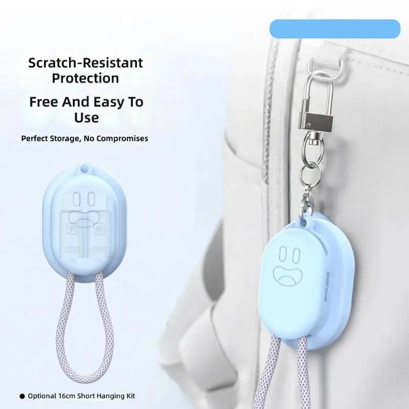 Portable Protective Case Set with Silicone Shell, Carry Cable and Metal Clip for Bag Attachment and Travel Organization H8WD