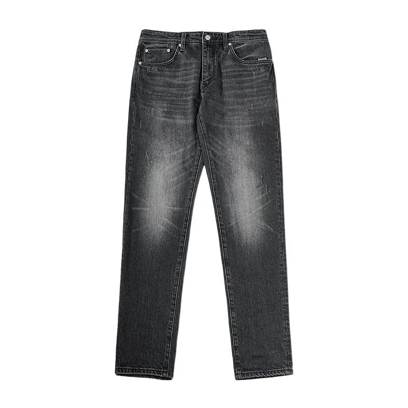 Сверхмощные элитные джинсы, мужские ретро ностальгические потертые эластичные маленькие прямые брюки, осень 2021, новинка