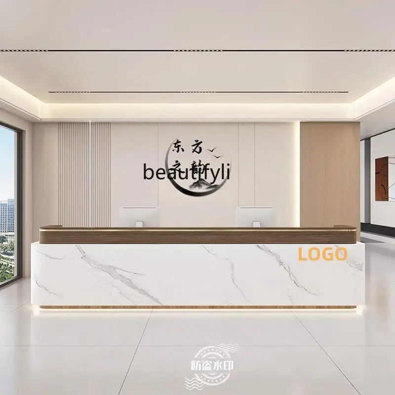 

Simple modern paint bar checkout page Company front desk Customized hotel reception counter