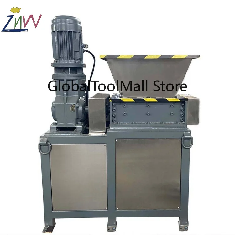 Double Shaft Home Use Plastic Shredder for Waste Plastic Aluminum Iron Scrap Recycling High Capacity 400-600kg/h