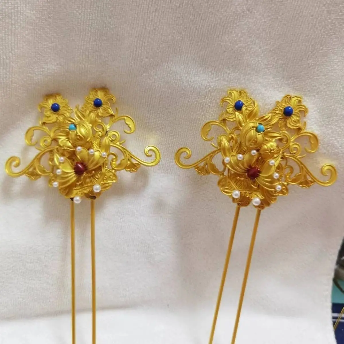 Gold-plated Hair Hairpin Headwear Antique Hanfu Golden Retro Palace Handmade Headwear Antique Jewelry