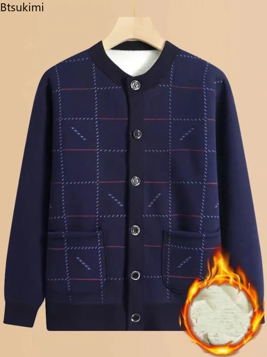 الرجال الموضة في منتصف العمر معاطف الكشمير الخريف والشتاء رشاقته الدافئة فضفاض جاكيتات للرجال الجولة الرقبة ملابس خارجية غير رسمية الذكور #4