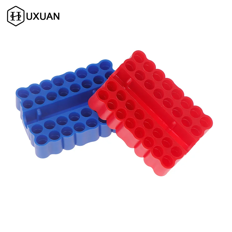 Portapunte per cacciavite con codolo esagonale da 2 pezzi a 32 fori, scatola di immagazzinaggio da 6,35 mm, organizer per punte da trapano per riporre gli attrezzi