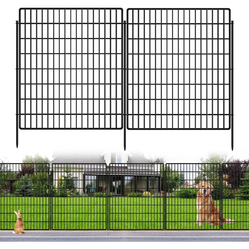 US Shipping 10 Panels Garden Fence 33 Inch Height No Dig Metal Wire Animal Barrier Outdoor Dog Fence for Yard Patio Rabbit