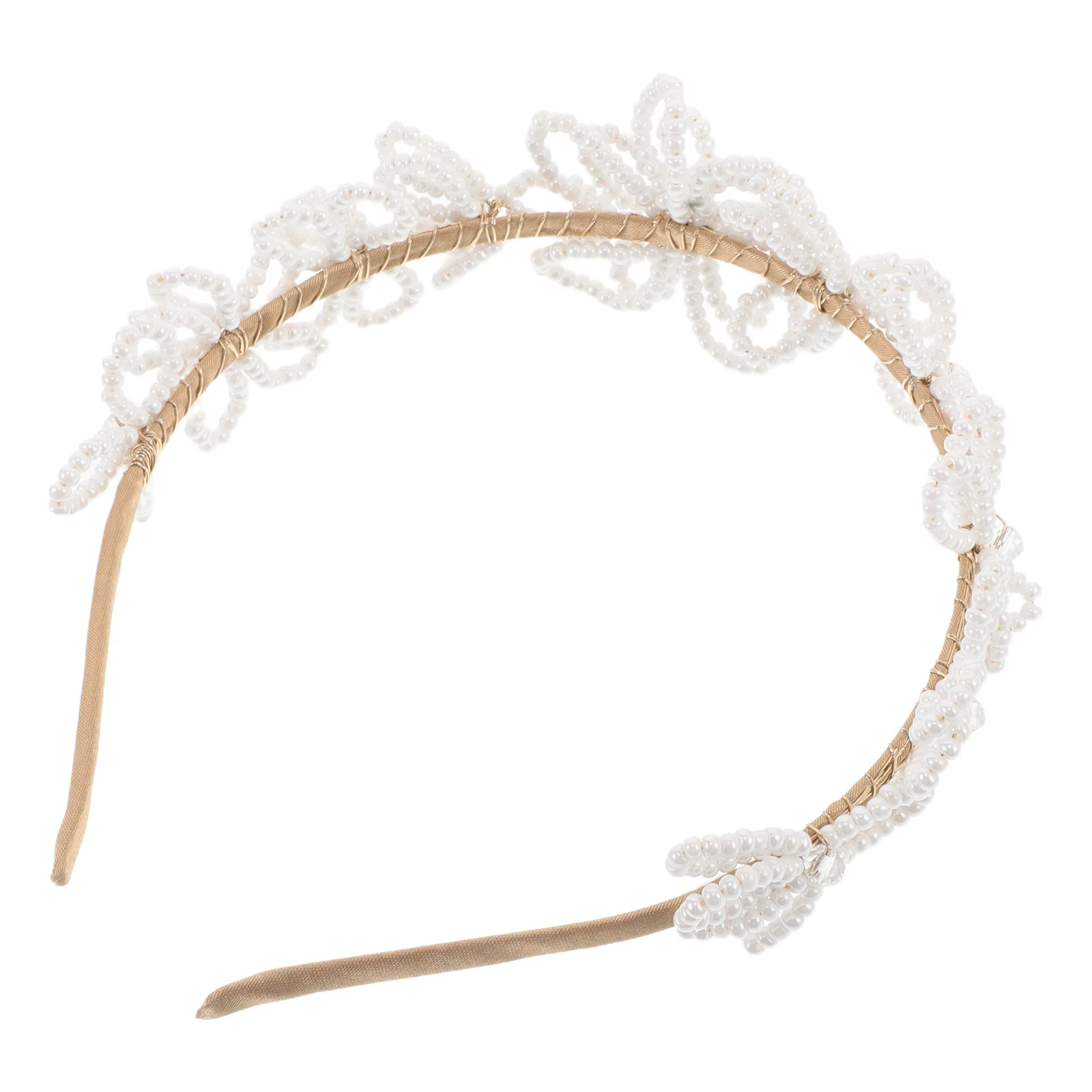 

Свадебная повязка на голову из искусственного жемчуга, элегантный цветок, украшенный бисером, шиньон принцессы, свадебные аксессуары для волос невесты, свадебные аксессуары для волос