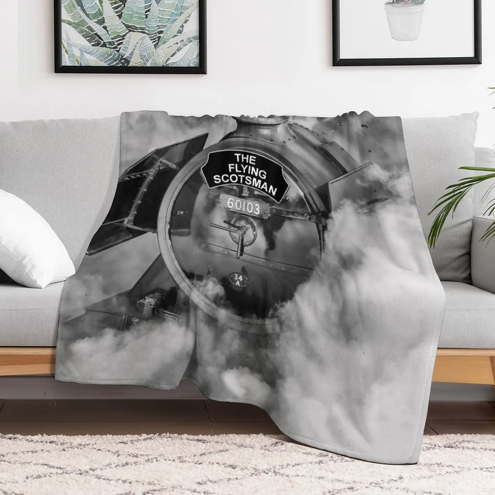 The Flying Scotsman 60103, in a cloud of steam and smoke Throw Blanket Single Decorative Sofas Blankets