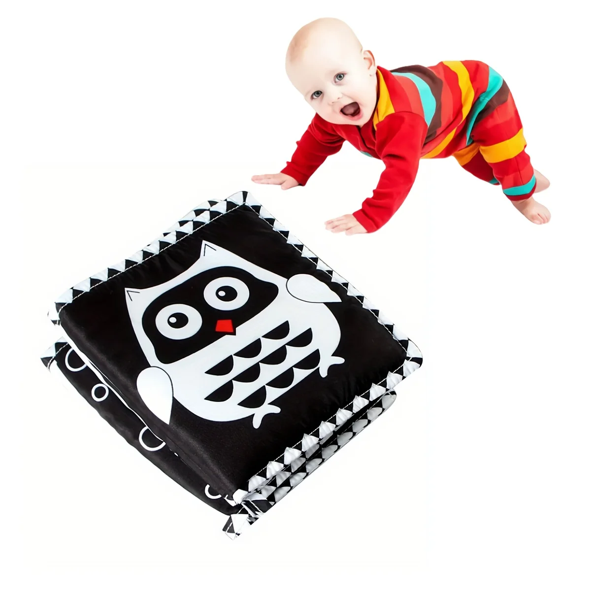 Czarne i białe zabawki dla niemowląt o wysokim kontrastie, miękka książeczka dla noworodka, zabawki sensoryczne, książeczka z materiału do stymulacji wzrokowej.