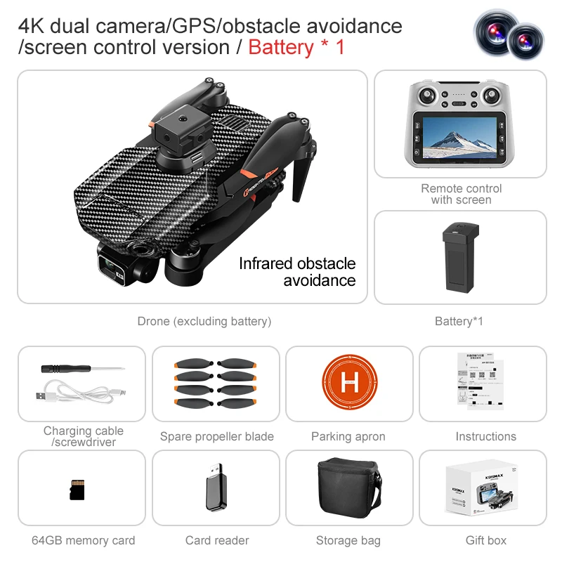

K919 8K Drone 5G GPS Profesional HD Aerial Photography Dual-Camera Omnidirectional Obstacle Brushless Avoidance Quadrotor